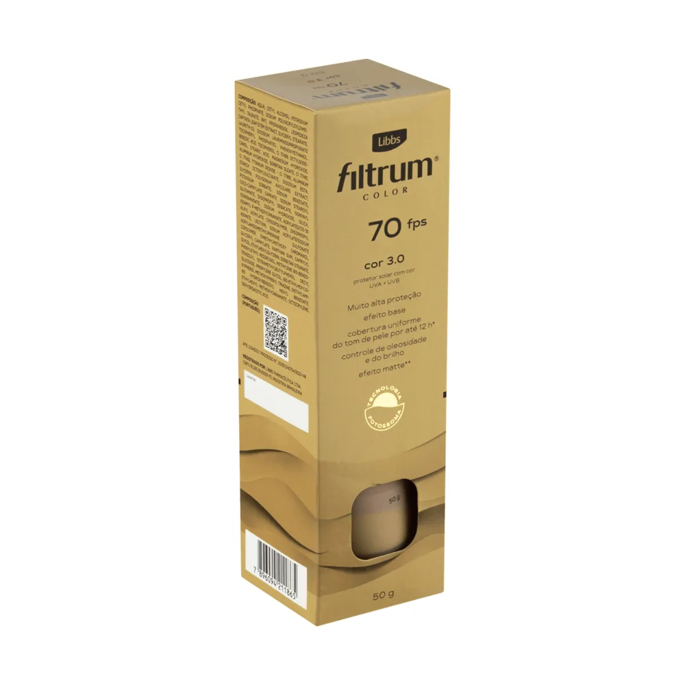 Protetor Solar Facial Filtrum Color FPS70 Cor 3.0 50g