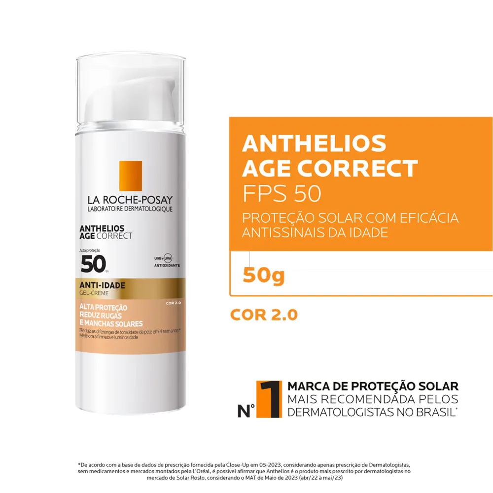 Protetor Solar Facial La Roche-Posay Anthelios Age Correct Anti-idade FPS50 Gel Creme Cor 2.0 50g