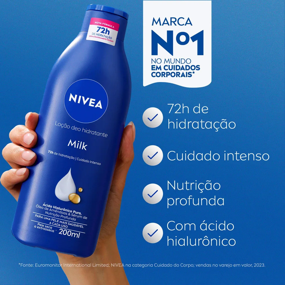 Loção Corporal Nivea Milk Hidratação Profunda Pele Seca a Extrasseca 200ml