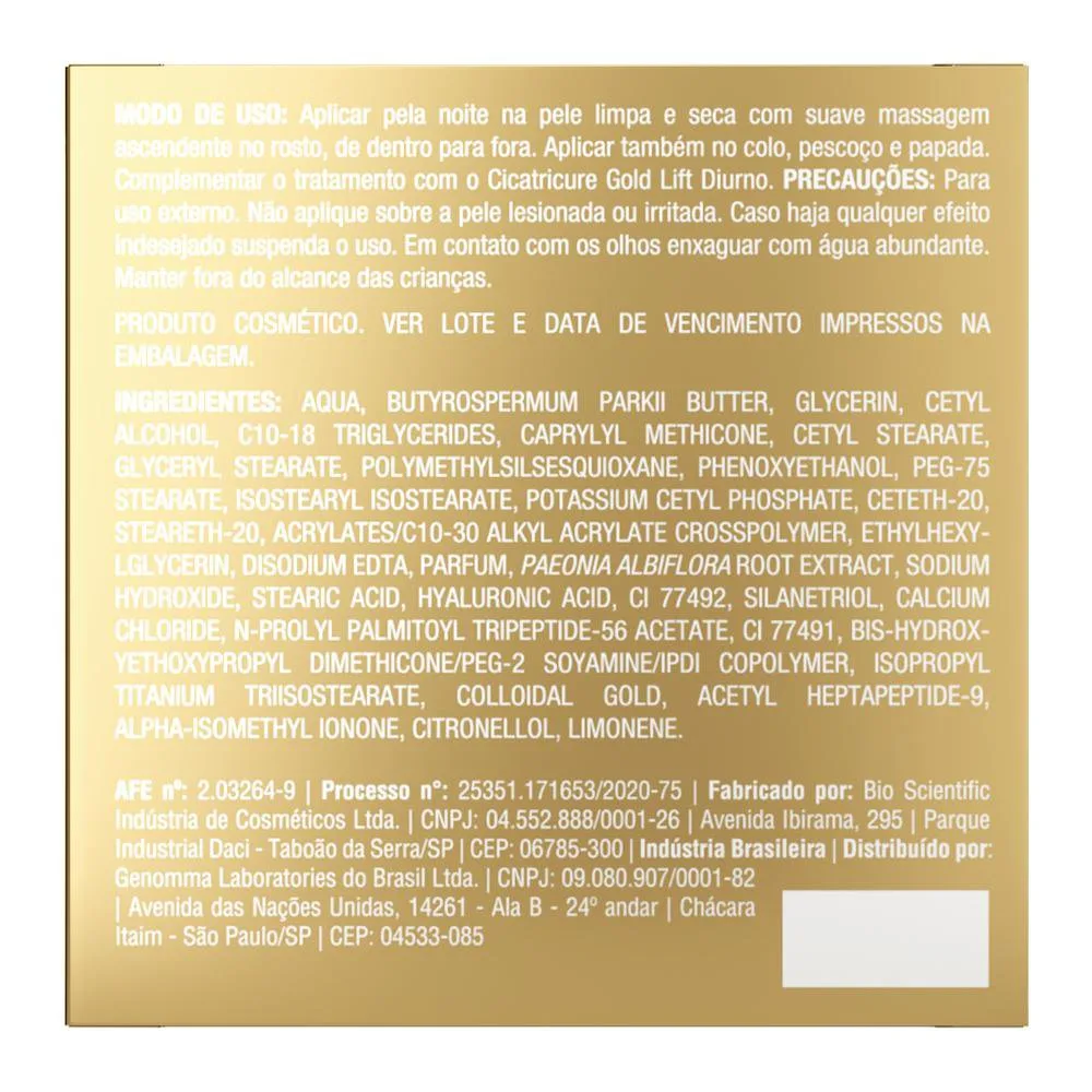 Creme Facial Cicatricure Gold Lift Noturno 50g