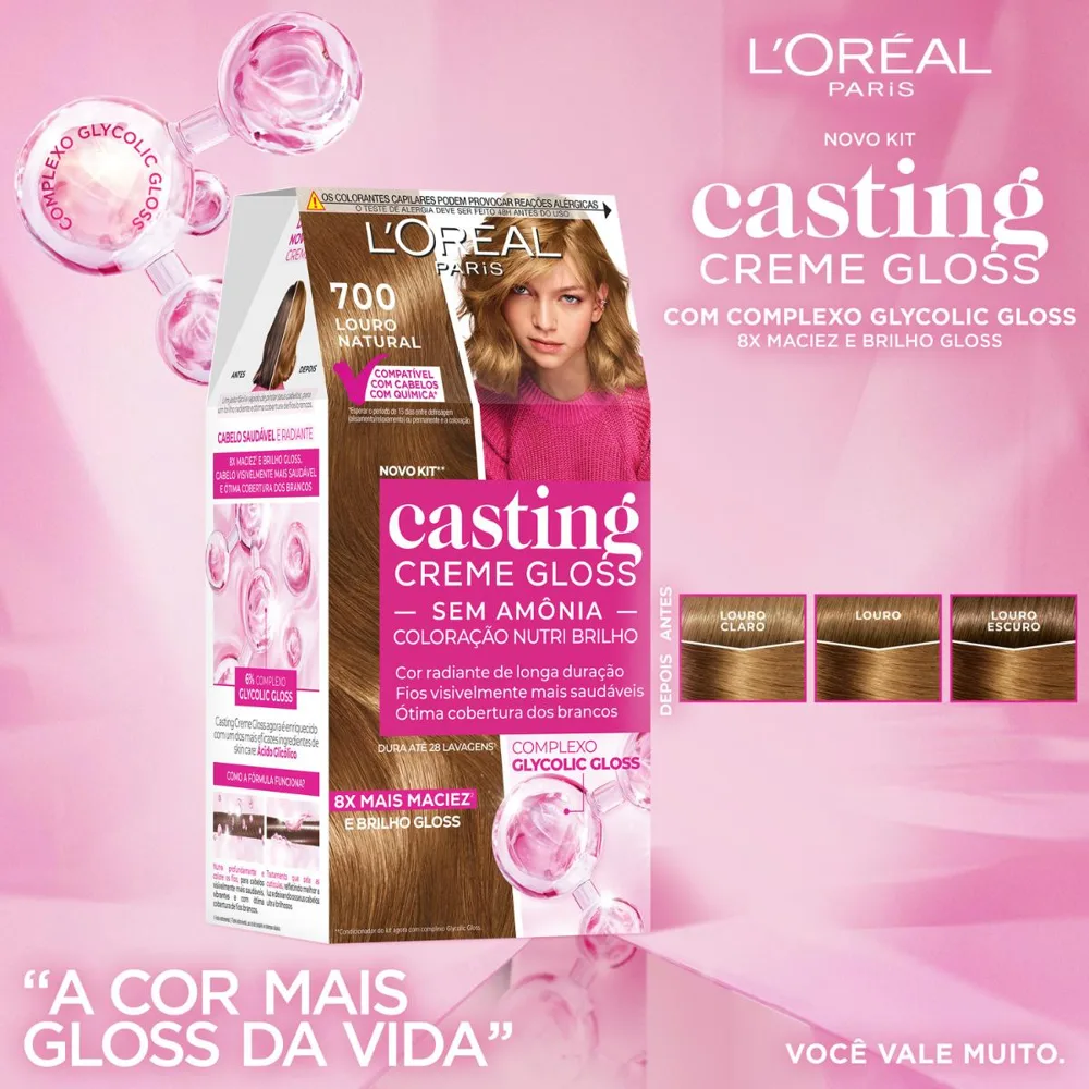 Tinta De Cabelo Casting Creme Gloss De L’oréal Paris 700 Louro Natural 246g