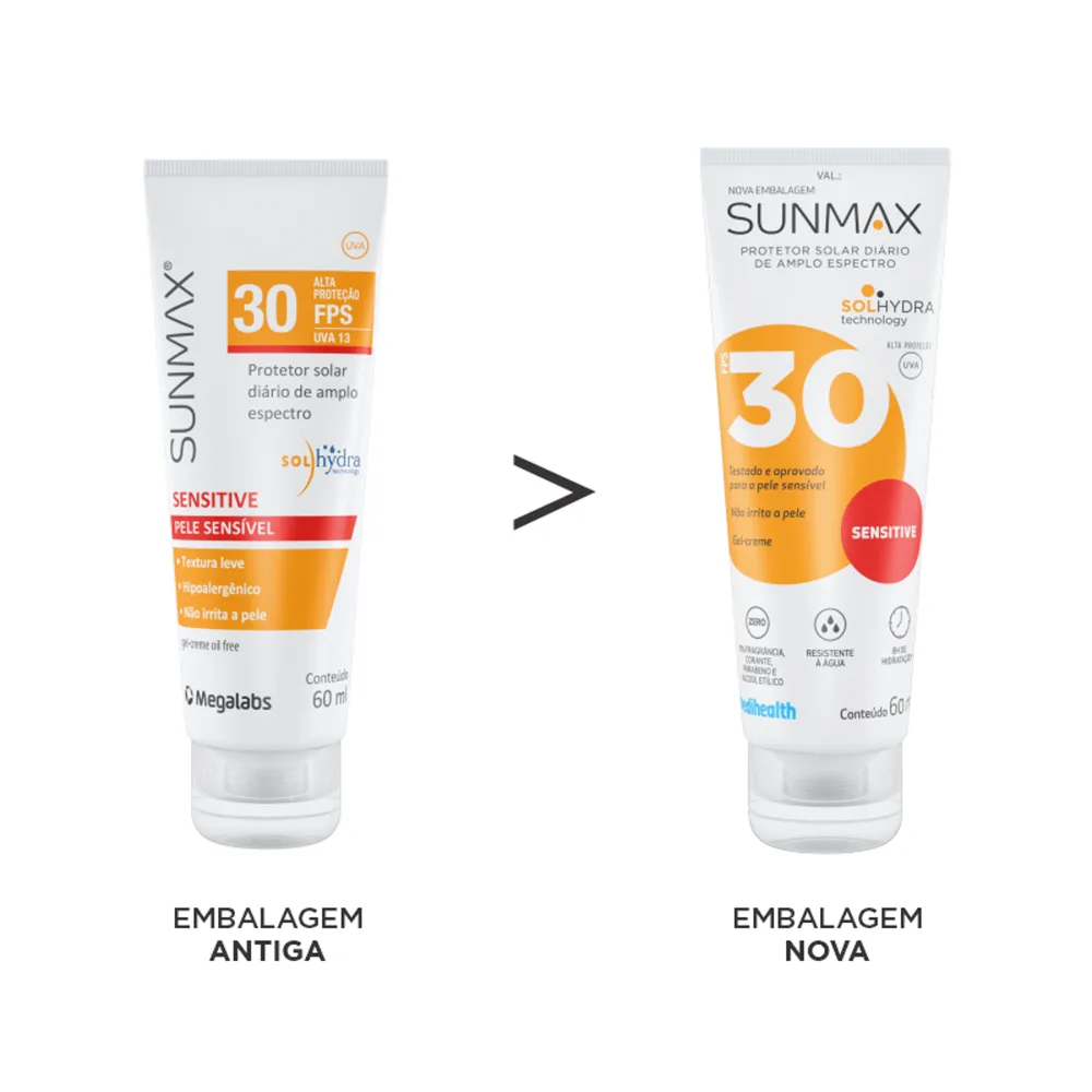 Protetor Solar Sunmax Sensitive FPS30 Hipoalergênico 60ml