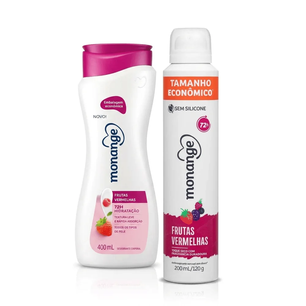 Kit Monange Frutas Vermelhas Desodorante Antitranspirante Aerossol 200ml + Loção Hidratante Corporal 400ml