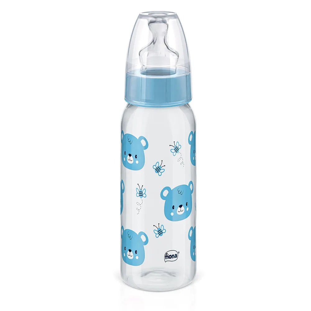 Mamadeira Fiona Desenhos Anatômica +6 meses Sem BPA Azul Tamanho 2 240ml 1 Unidade