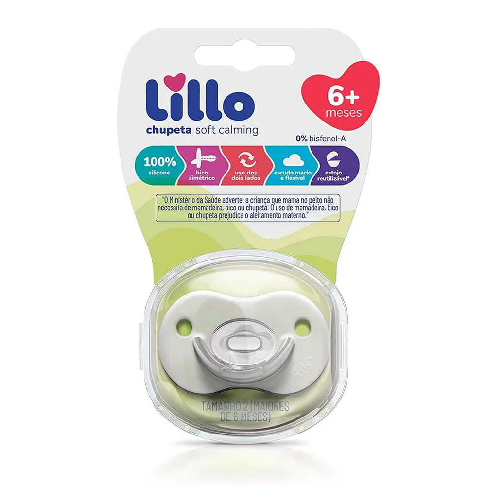 Chupeta Lillo Soft Calming Bico Simétrico +6 meses Silicone Neutra Tamanho 2 1 Unidades