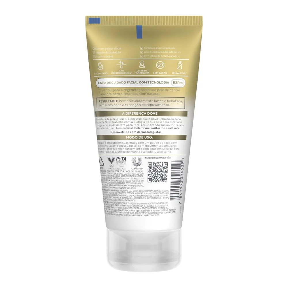 Gel de Limpeza Facial Dove Regenerative Purifica e Equilibra 150ml