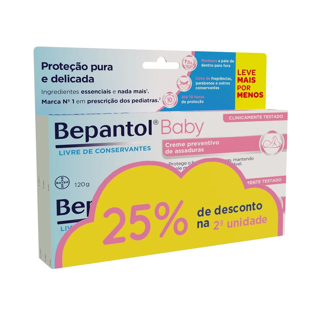 Kit Pomada para Assadura Bepantol Baby 120g 2 Unidades 25% Off na Segunda Unidade