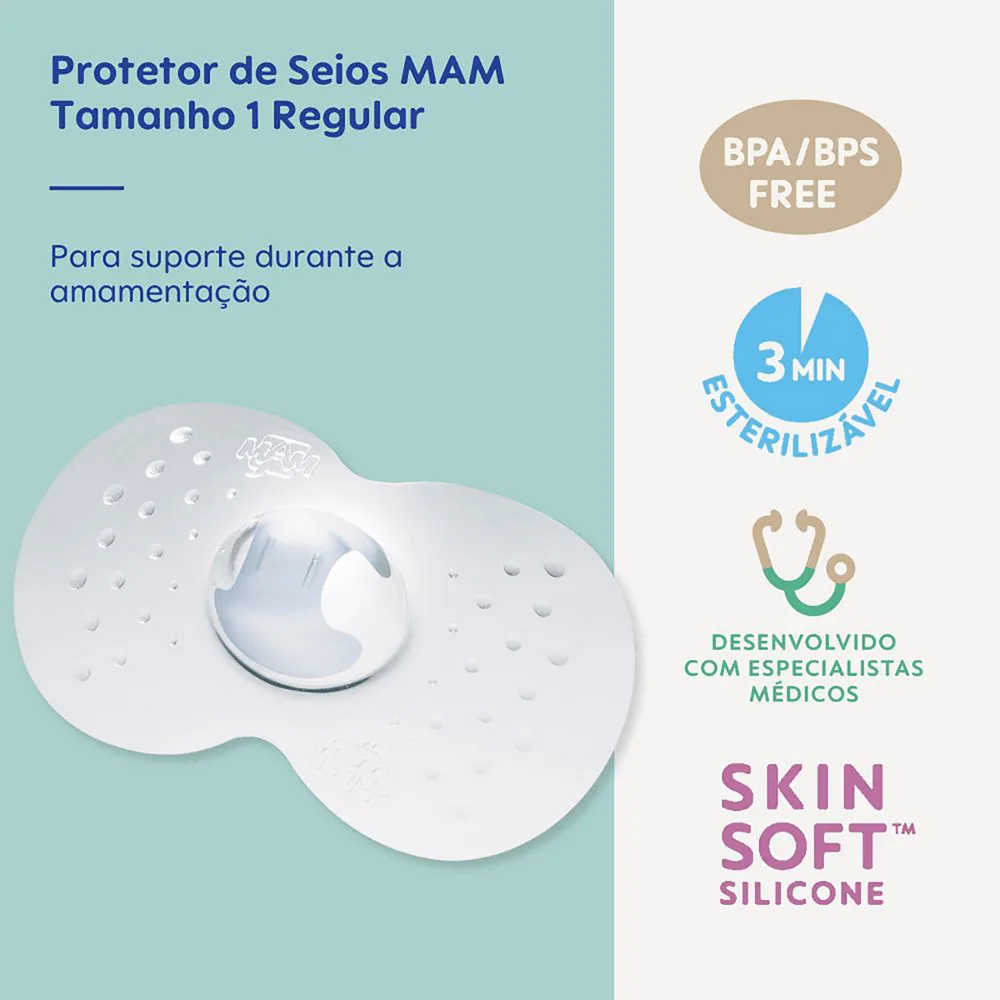 Protetor de Mamilo MAM Nipple Shields Pequeno Tamanho 1 2 Unidades + Estojo