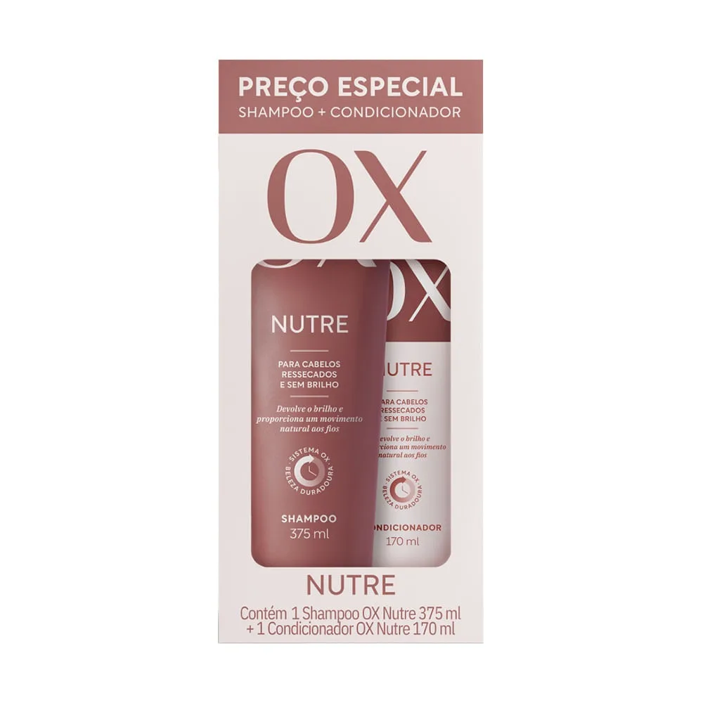 Kit Shampoo Ox Nutrição Intensa 375ml 1 Unidade + Condicionador Ox Nutrição Intensa 170ml 1 Unidade