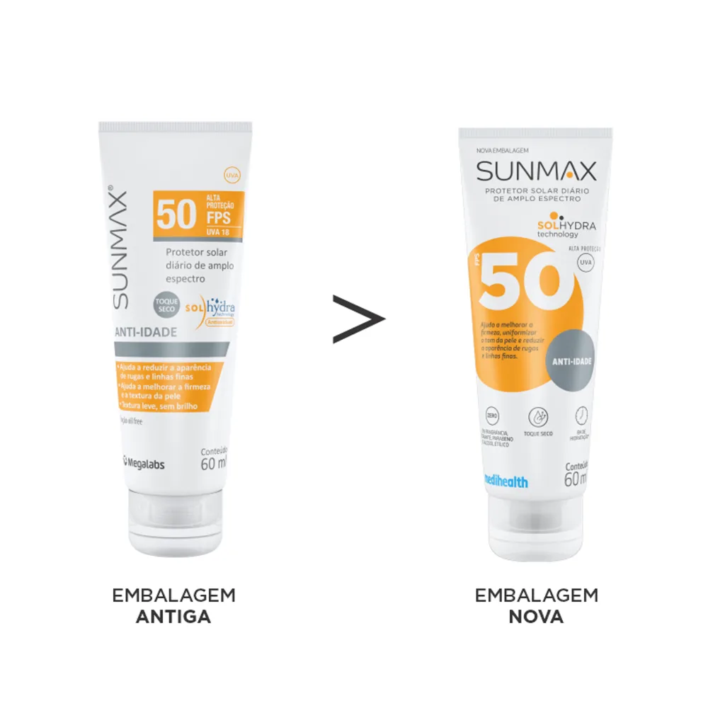 Protetor Solar Sunmax Anti-Idade FPS50 Pele Normal a Seca 60ml