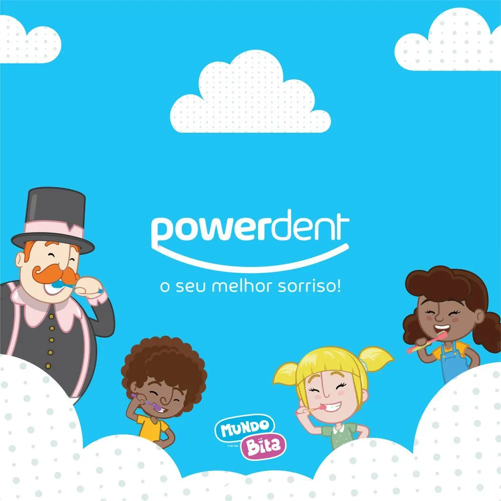 Escova Dental Infantil Powerdent Mundo Bita 3D +2 anos Cerdas Macias 1 Unidade