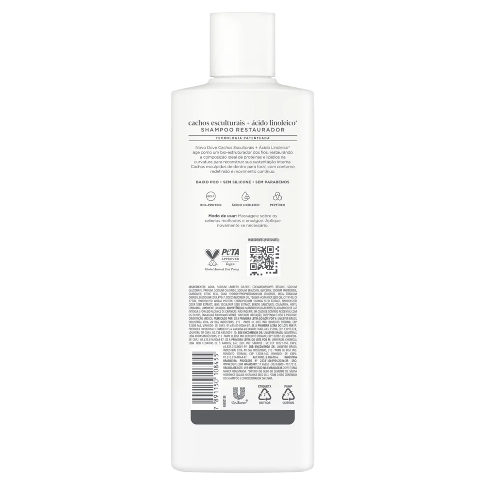 Shampoo Dove Cachos Esculturais + Ácido Linoleico 350ml