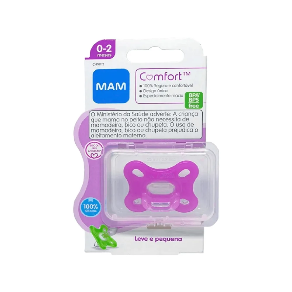 Chupeta MAM Comfort Ortodôntica de 0 a 2 meses SkinSoft Silicone Rosa 1 Unidade