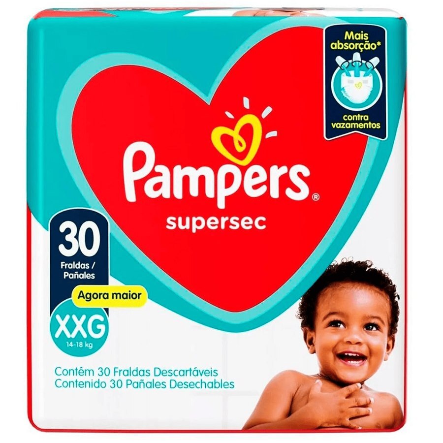 Fralda Pampers Supersec Xxg - 30 Unidades