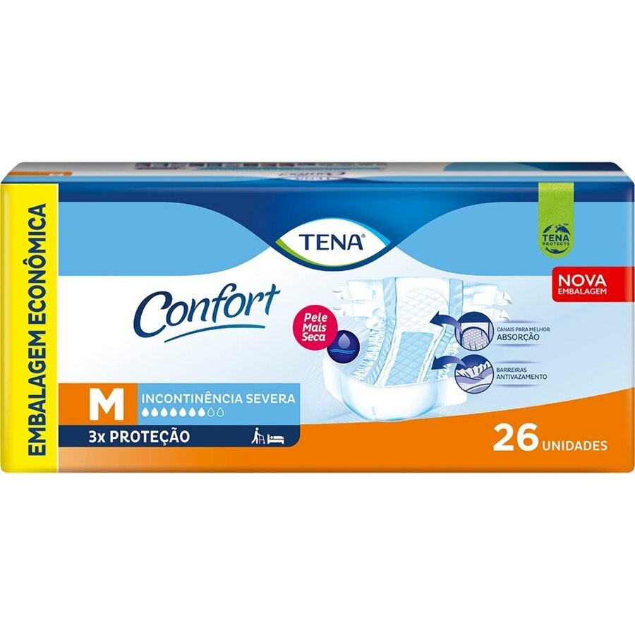 Fralda Geriátrica Unissex Tena Confort M - 26 Unidades