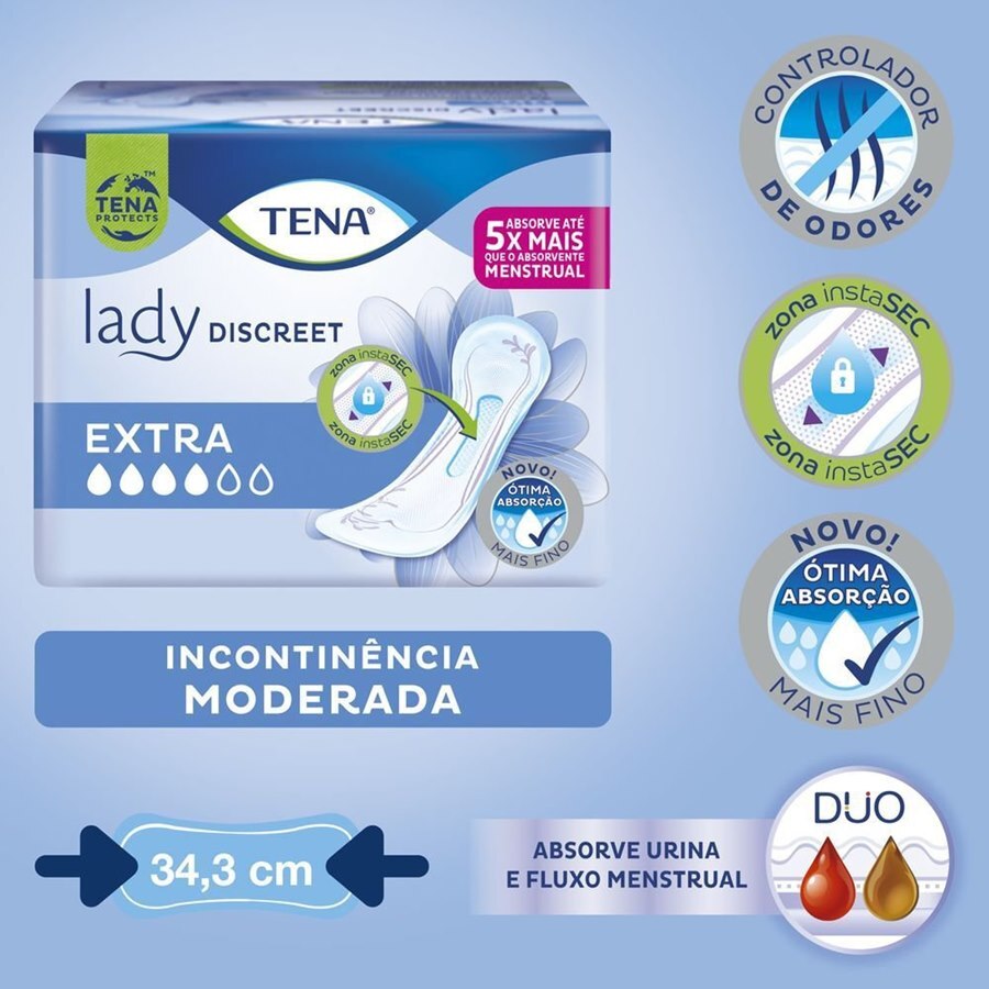 Absorvente Para Incontinência Urinária Tena Lady Discreet Extra - 20 Unidades