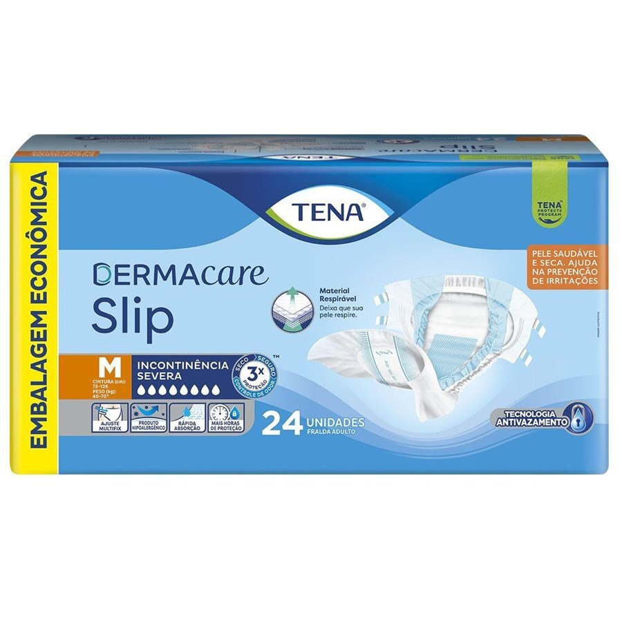 Fralda Geriátrica Unissex Tena Dermacare Slip M - 24 Unidades