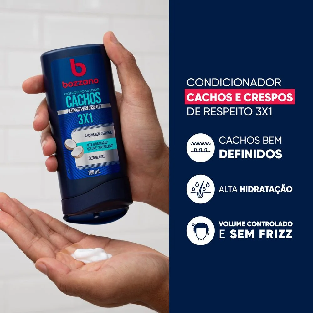 Condicionador Bozzano Cachos 3 x 1 Óleo de Coco 200ml