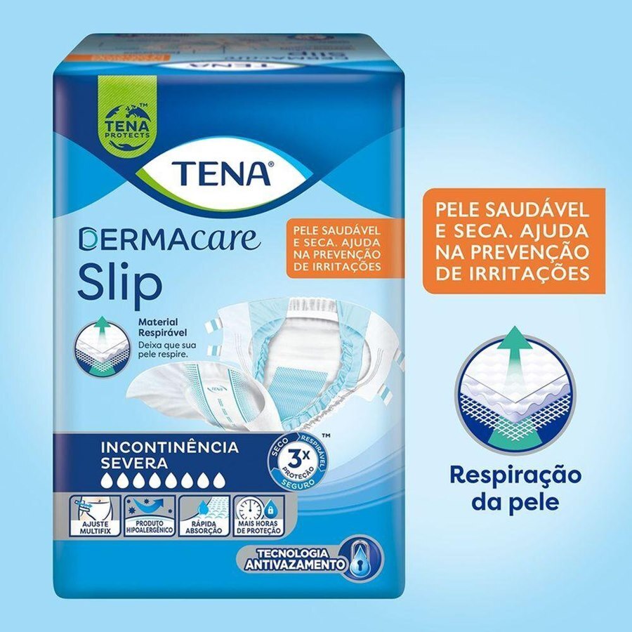 Fralda Geriátrica Unissex Tena Dermacare Slip Eg - 16 Unidades
