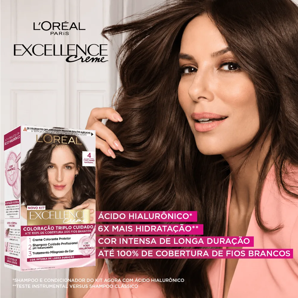 Kit L'Oréal Tintura Imédia excellence Castanho natural 4 + Tintura Magic Retouch Castanho Escuro Spray 75ml