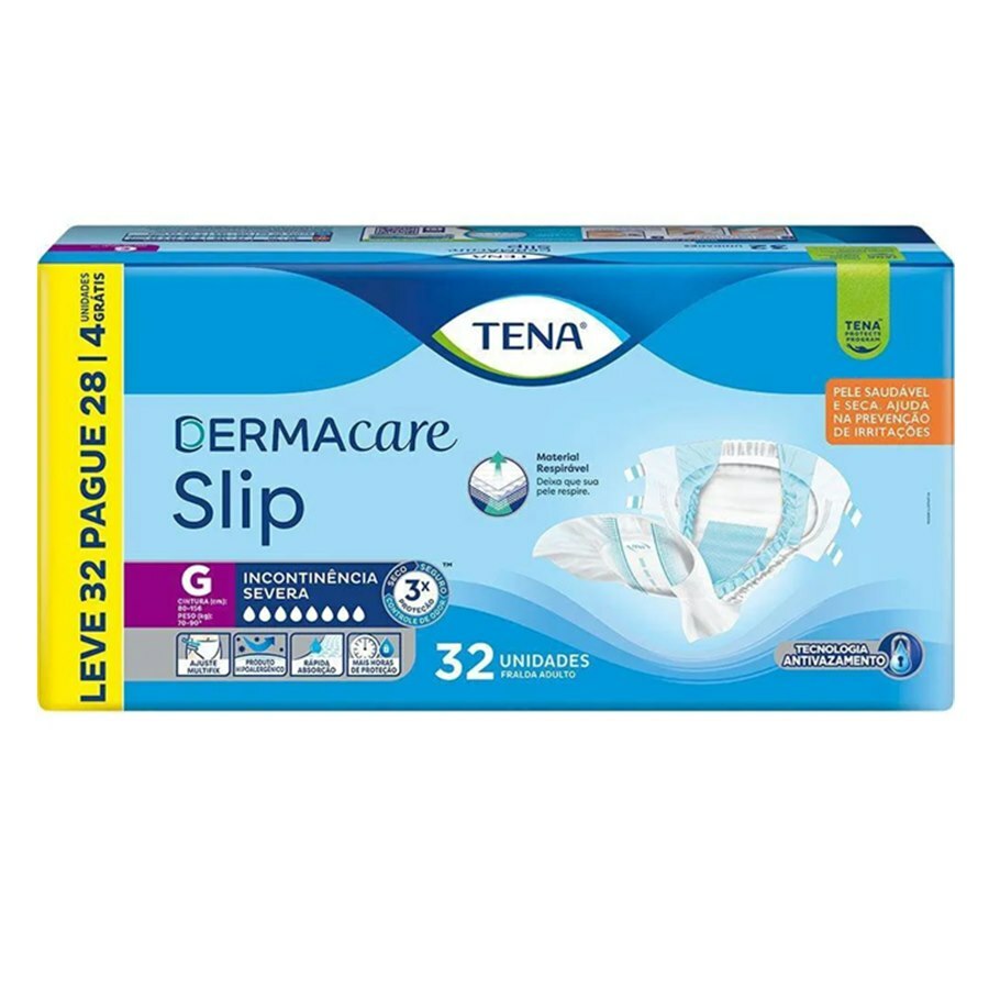 Fralda Geriátrica Tena Dermacare Slip G 32 Unidades