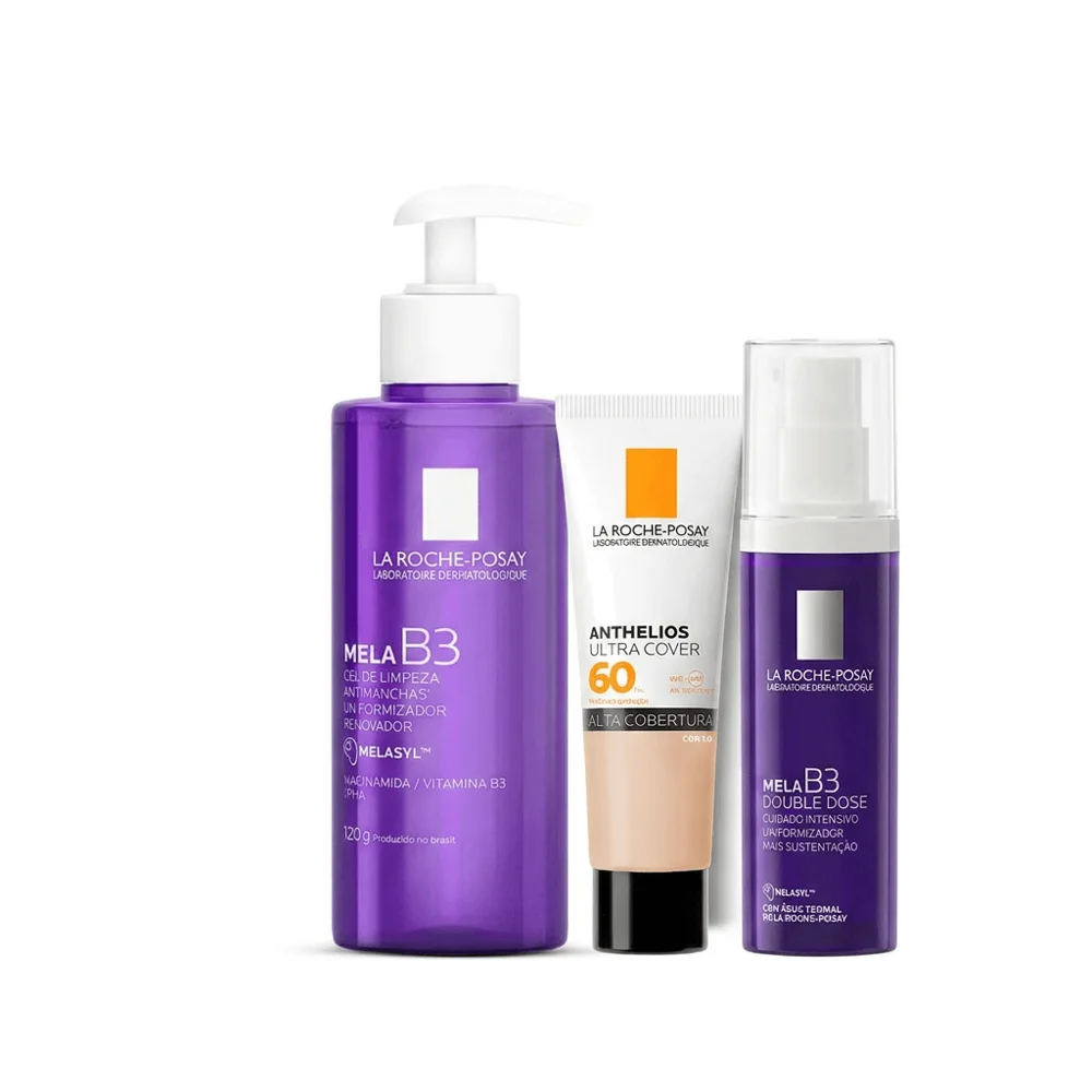 Kit La Roche-Posay Mela B3 Gel de Limpeza 120g + Hidratante Clareador 40ml + Protetor Solar Anthelios Ultra Cover FPS 60 30g