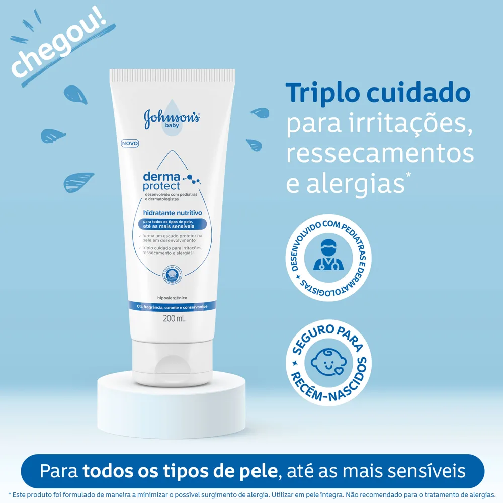 Loção Hidratante Infantil Johnson's Baby Derma Protect Bebê Nutritivo 200ml
