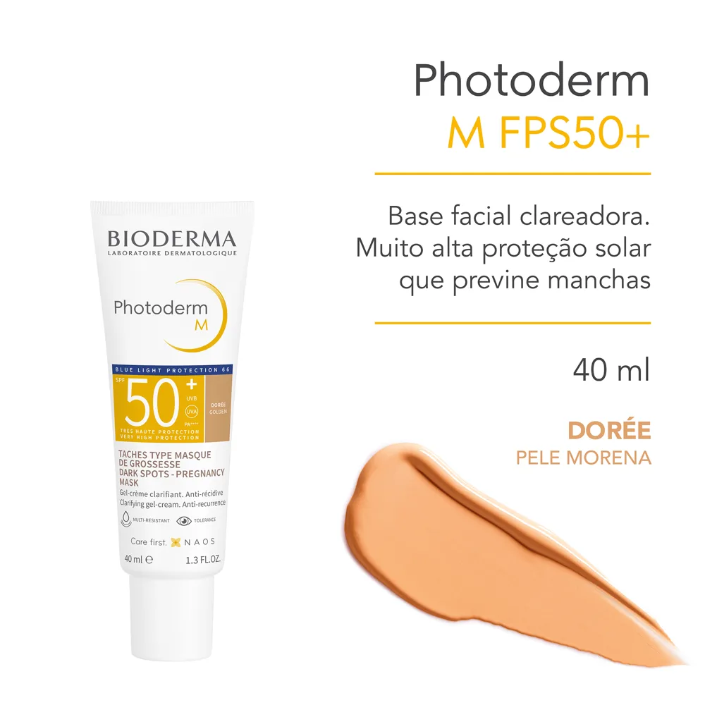 Protetor Solar Facial Bioderma Photoderm M FPS50+ Cor Dorée Golden 40ml