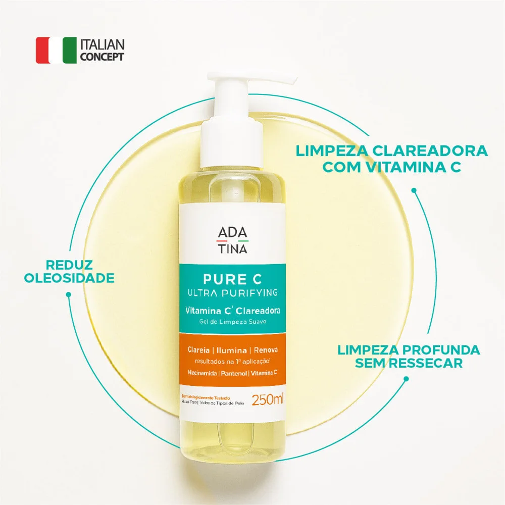 Gel de Limpeza Facial Clareador Ada Tina Pure C Ultra 250ml