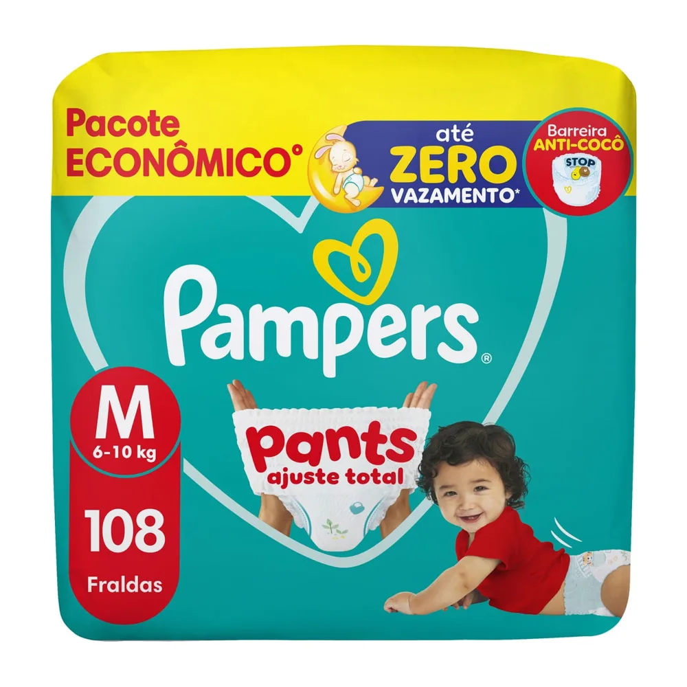 Fralda Pampers Pants Ajuste Total M 108 Unidades