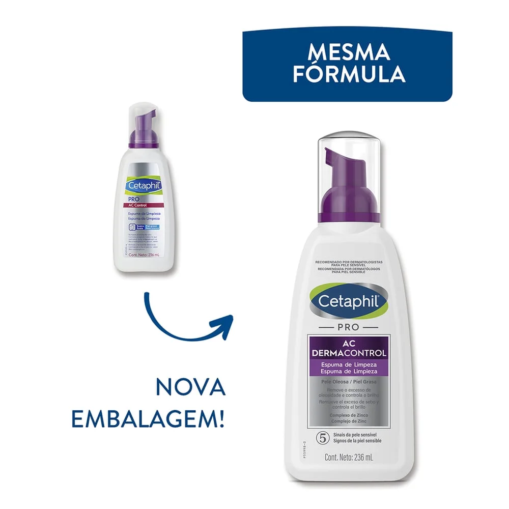 Espuma de Limpeza Facial Cetaphil Pro AC Control Pele Oleosa e Acneica 236ml