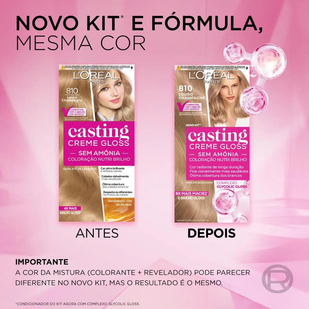 Tinta De Cabelo Casting Creme Gloss De L’oréal Paris 810 Louro Champagne 246g