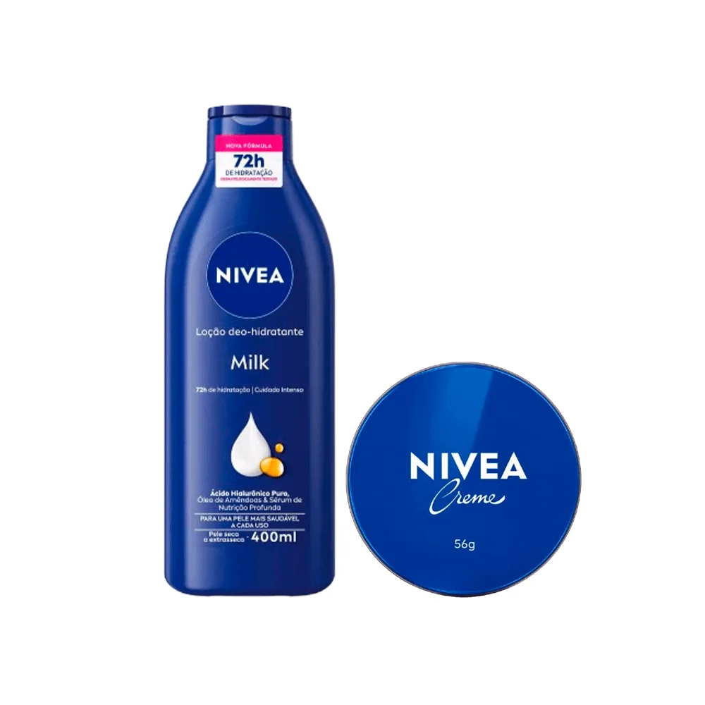 Kit Nivea Creme Hidratante Nivea Lata 56g + Loção Deo-Hidratante Milk 400ml