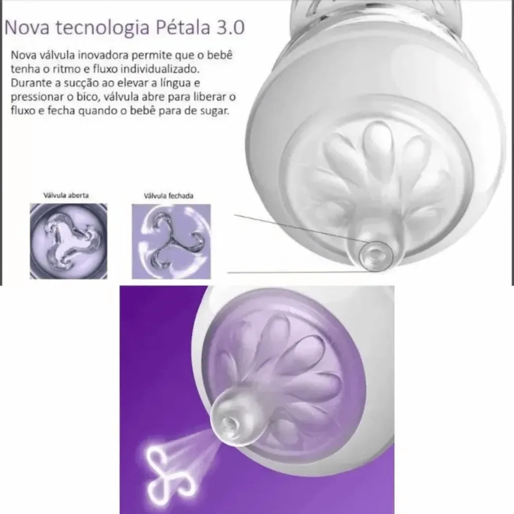 Bico para Mamadeira Philips Avent Pétala +1meses Fluxo Médio Silicone Tamanho 3 2 Unidades