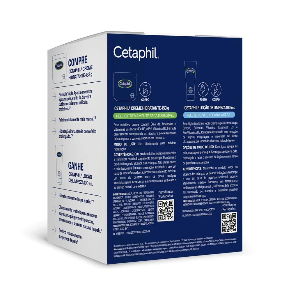 Kit Hidratação Corporal Cetaphil Creme Hidratante 453g + Loção De Limpeza 100ml