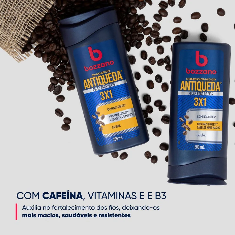 Condicionador Bozzano Antiqueda 3 x 1 Cafeína 200ml