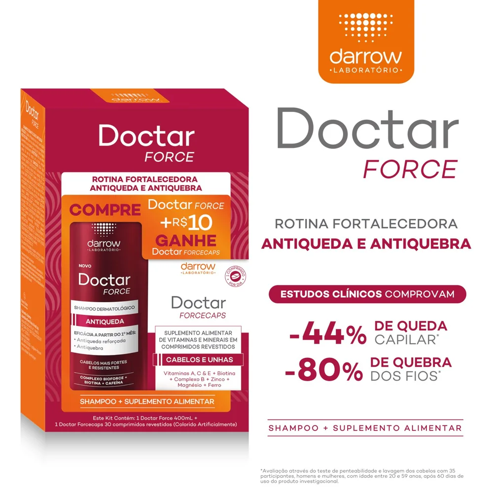 Kit Doctar Force 400ml + R$10 Ganhe Dw Doctar Forcecaps 30 Comprimidos