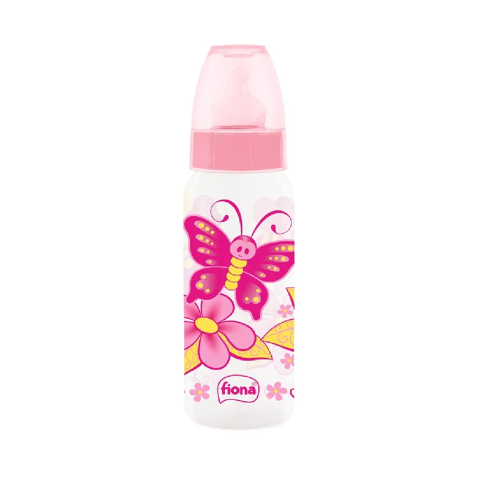 Mamadeira Fiona Desenhos Anatômica +6 meses Sem BPA Rosa Tamanho 2 240ml 1 Unidade