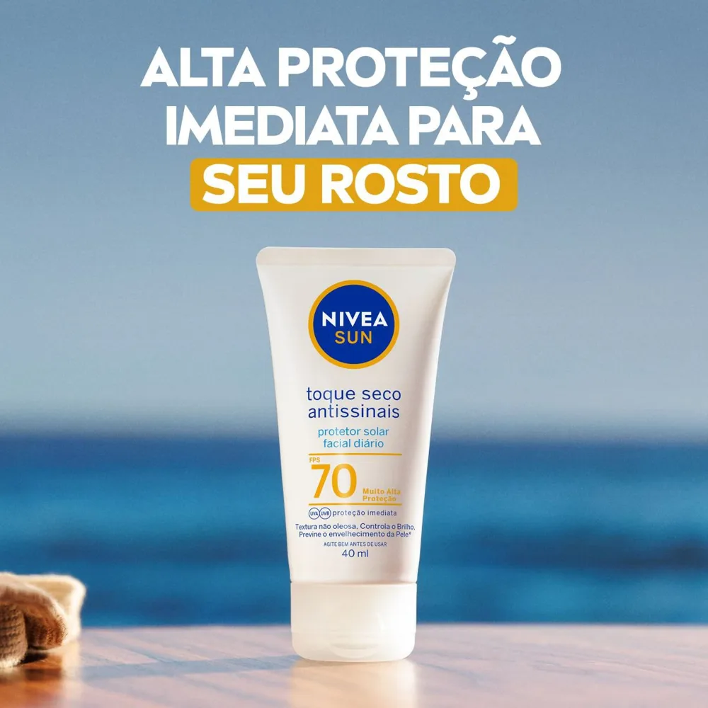 Protetor Solar Facial Nivea Sun Toque Seco Antissinais FPS70 40ml