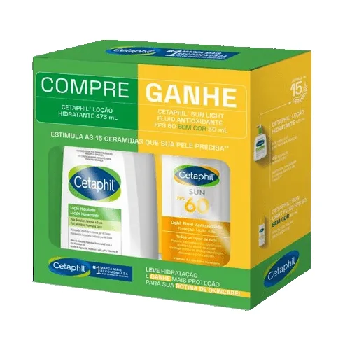 Kit Loção Hidratante Cetaphil 473ml 1 Unidade + Protetor Solar Facial Cetaphil Sun Light Fluid FPS 60 Sem Cor 50ml 1 uni