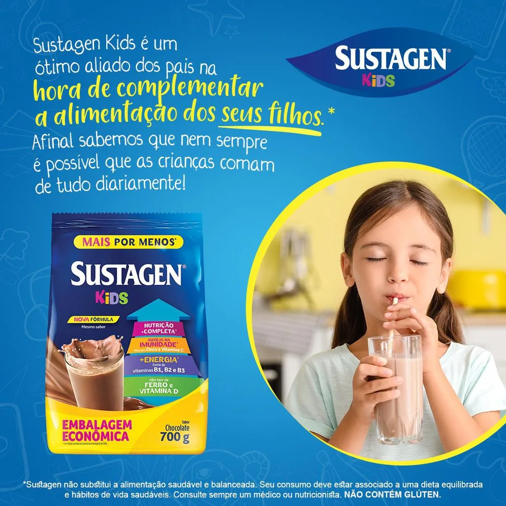 Complemento Alimentar Infantil Sustagen Kids Sabor Chocolate 700g