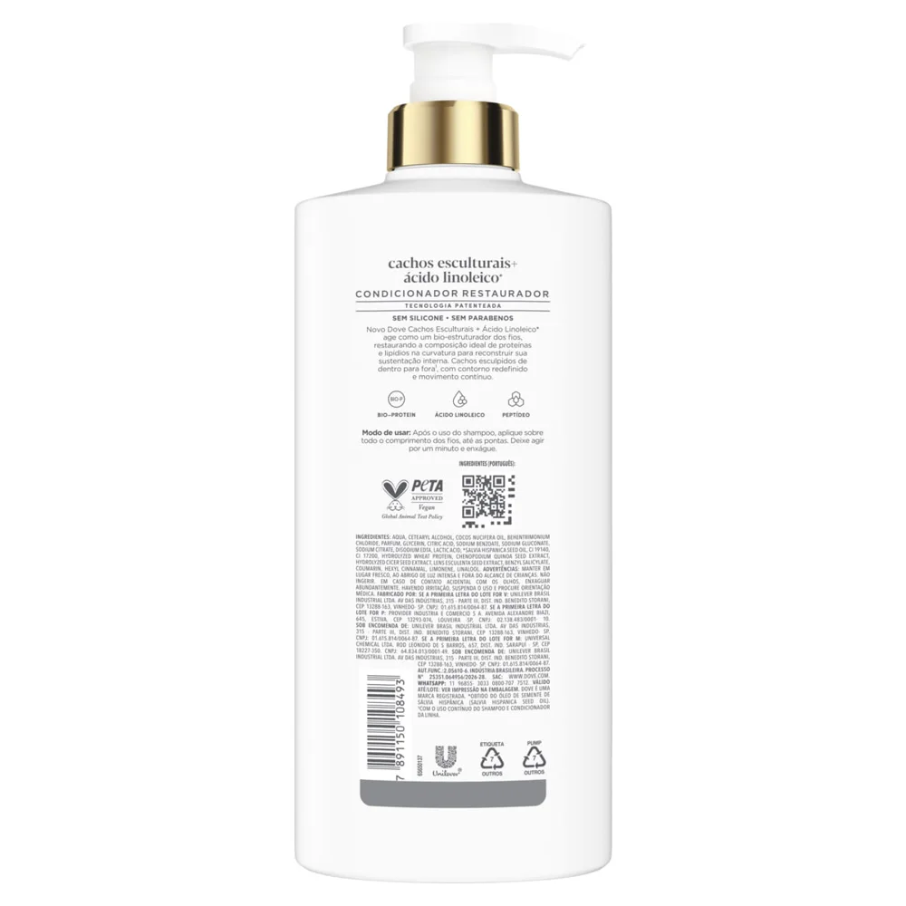 Condicionador Dove Cachos Esculturais + Ácido Linoleico 600ml