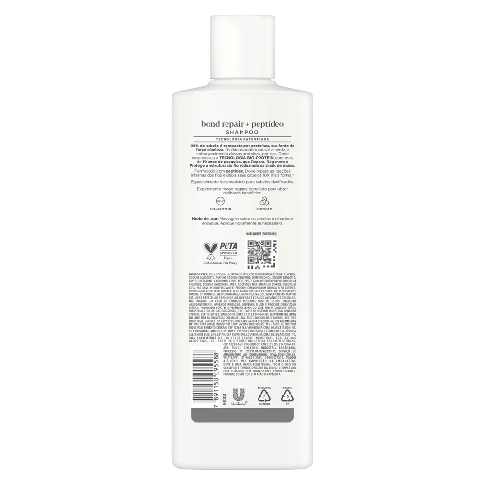 Shampoo Dove Bond Repair + Peptídeo 350ml