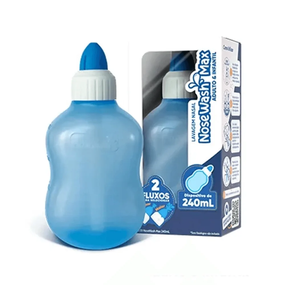 Dispositivo de Lavagem Nasal Nosewash Max Controle de Fluxo Adulto e Infantil 240ml 1 Unidade