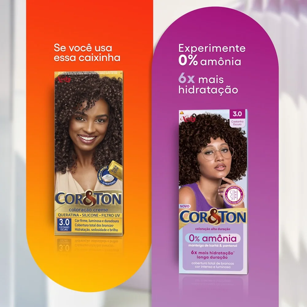 Tintura Cor&Ton Niely 0% Amonia 3.0 Castanho Escuro
