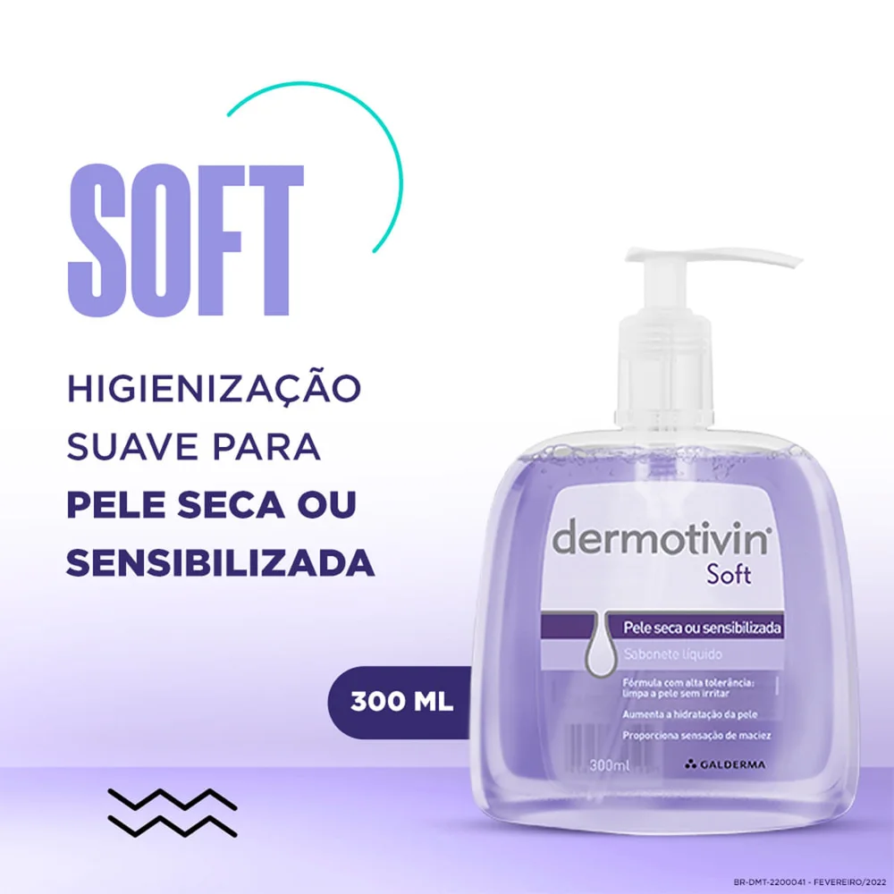 Sabonete Líquido Facial Dermotivin Soft Pele Seca ou Sensibilizada 300ml