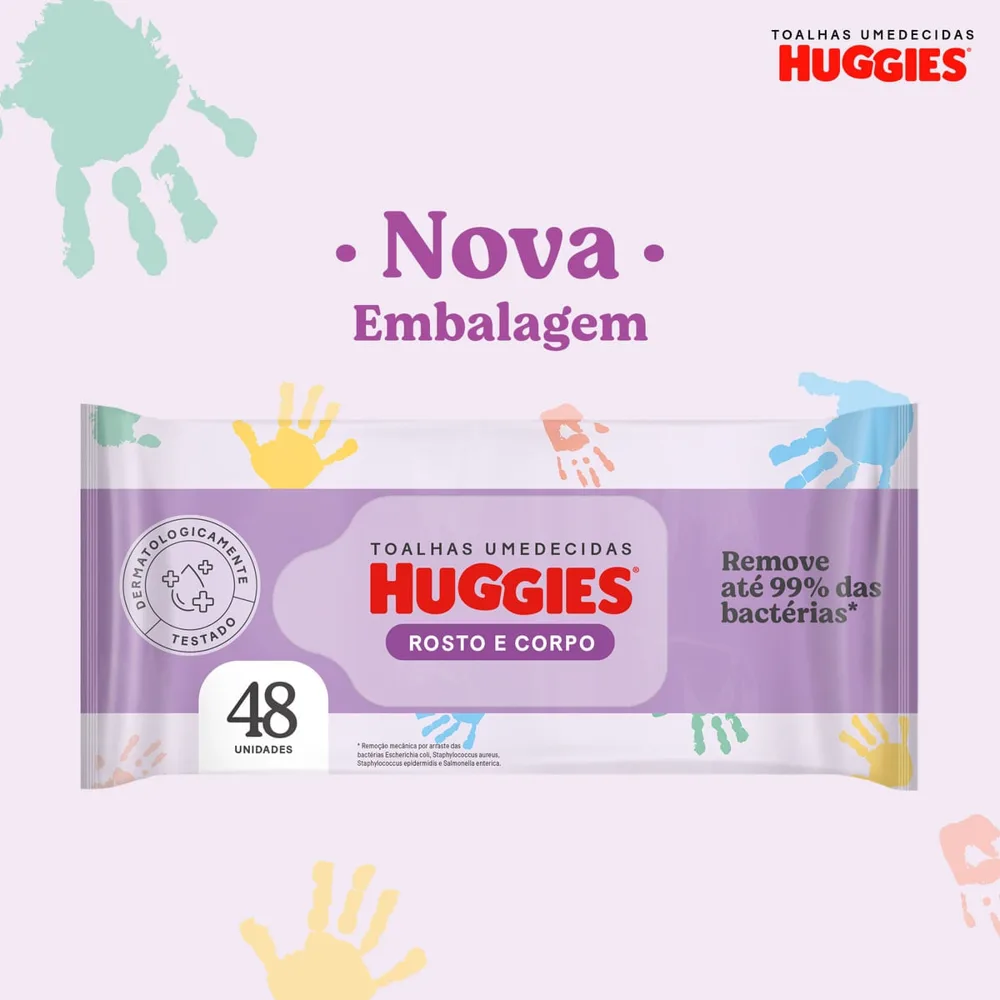 Lenços Umedecidos Huggies Rosto e Corpo Hipoalergênico 48 Unidades