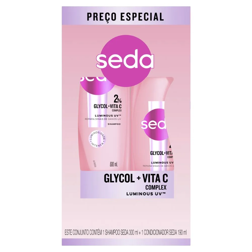 Kit Shampoo Seda Luminous UV 300ml 1 Unidade + Condicionador Seda Luminous UV 190ml 1 Unidade