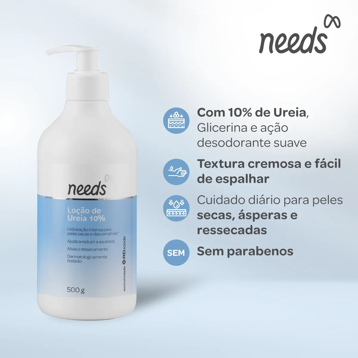 Hidratante Corporal de Ureia 10% Needs Beauty Pele Seca 500g