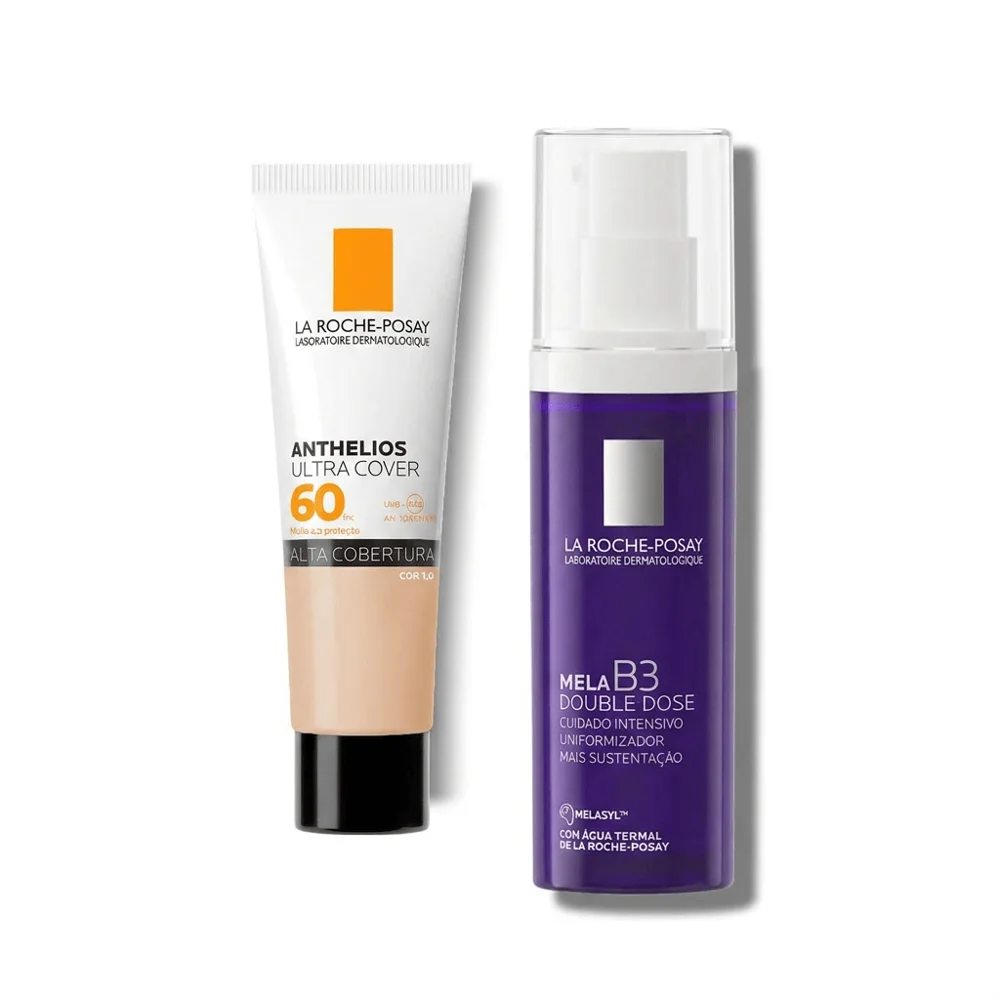 Kit La Roche-Posay Mela B3 e Anthelios Hidratante Clareador Double Dose 40ml + Protetor Solar Ultra Cover FPS 60 Cor 1.0 30g